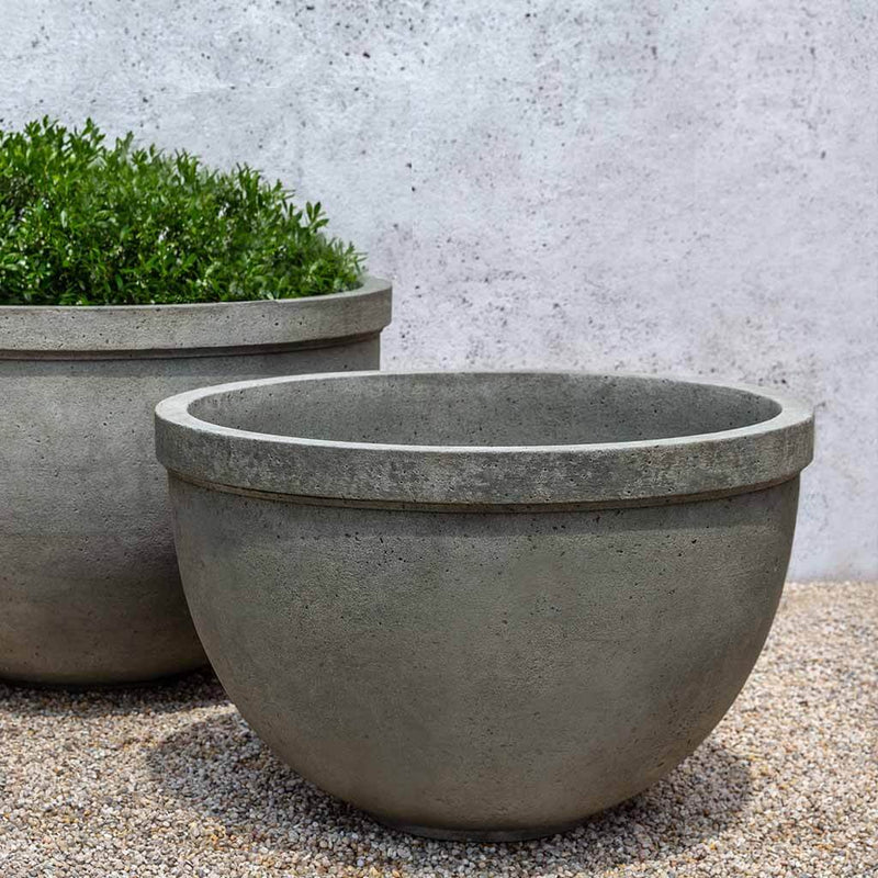Campania International Huntington Small Bowl is shown in the Alpine Stone Patina. Made from cast stone.