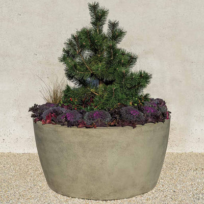 Campania International Series 2 - 48 x 24 Planter, detailed for shape and style, shown in the Greystone Patina. Made from cast stone.