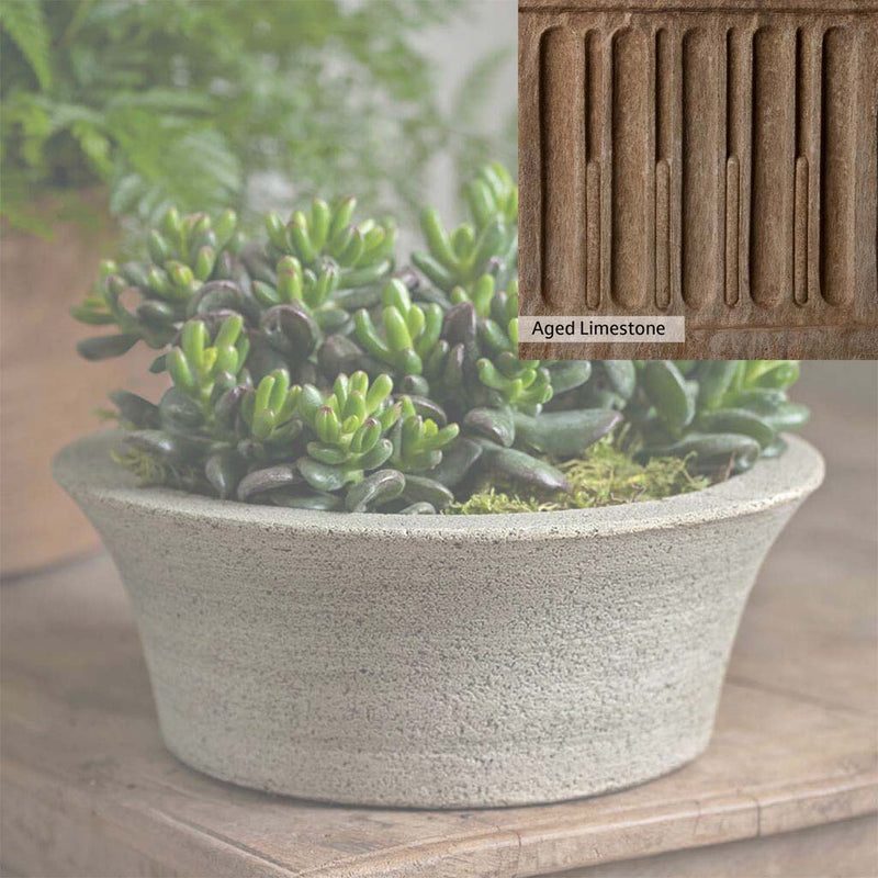 Aged Limestone Patina for the Campania International Bulb Planter, brown, orange, and green for an old stone look.