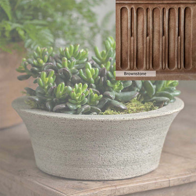 Brownstone Patina for the Campania International Bulb Planter, brown blended with hints of red and yellow, works well in the garden.