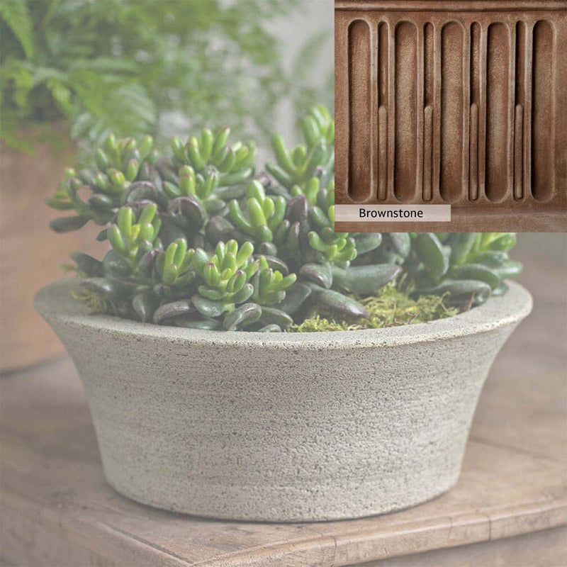 Brownstone Patina for the Campania International Bulb Planter, brown blended with hints of red and yellow, works well in the garden.