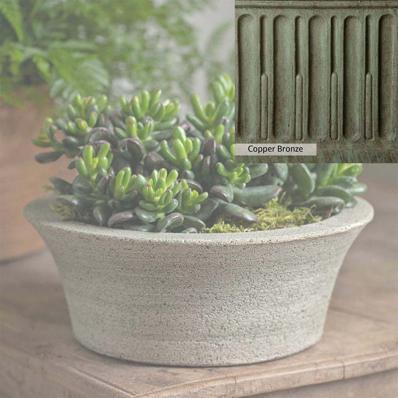 Copper Bronze Patina for theCampania International Bulb Planter, blues and greens blended into the look of aged copper.