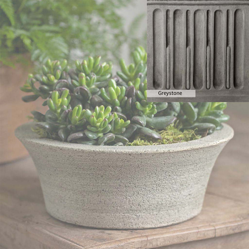 Greystone Patina for the Campania International Bulb Planter , a classic gray, soft, and muted, blends nicely in the garden.