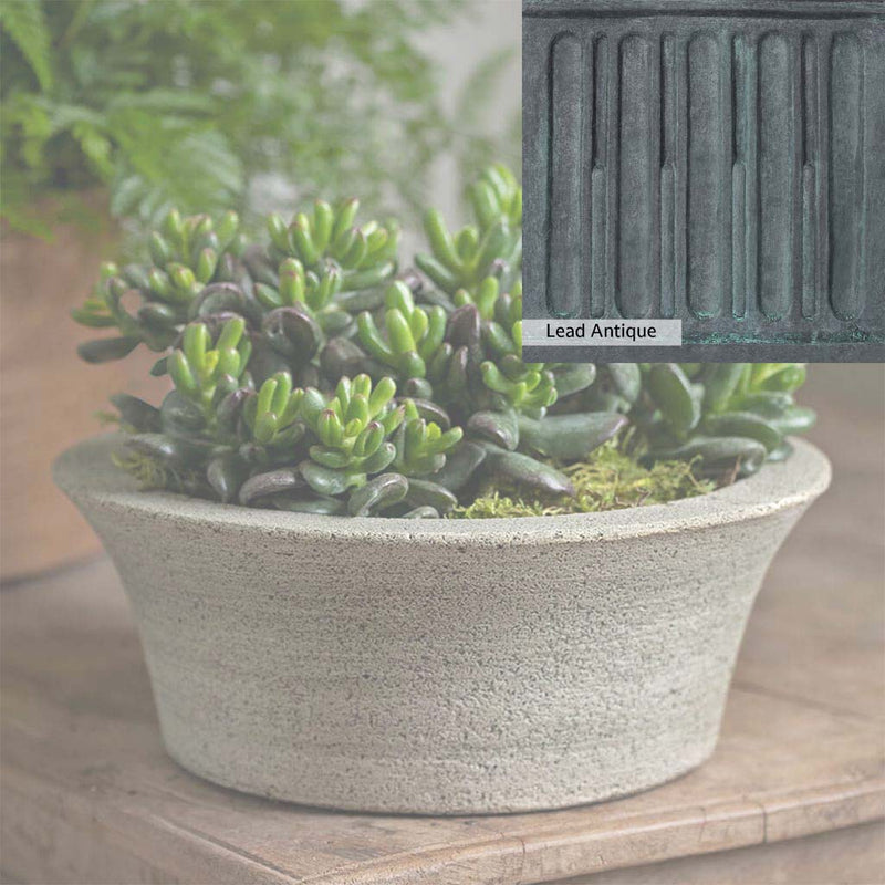 The Lead Antique Patina for the Campania International Bulb Planter, aged blue and grey layered to give the look of a classic antique lead patina.