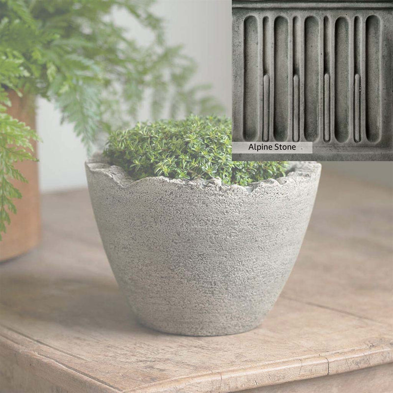 Alpine Stone Patina for the Campania International Mini Broken Egg Planter, a medium gray with a bit of green to define the details.