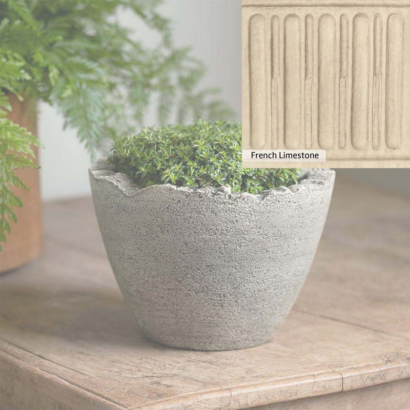 Ferro Rustico Nuovo Patina for the Campania International Mini Broken Egg Planter, red and orange blended in this striking color for the garden.