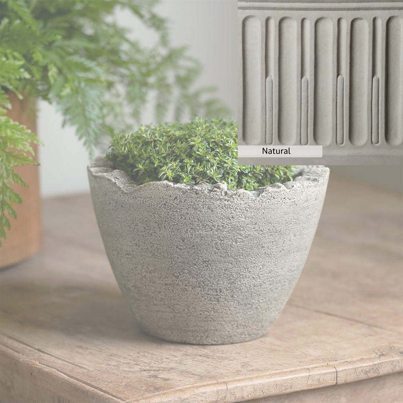 Natural Patina for theCampania International Mini Broken Egg Planter is unstained cast stone, the brightest and whitest finish that will age.