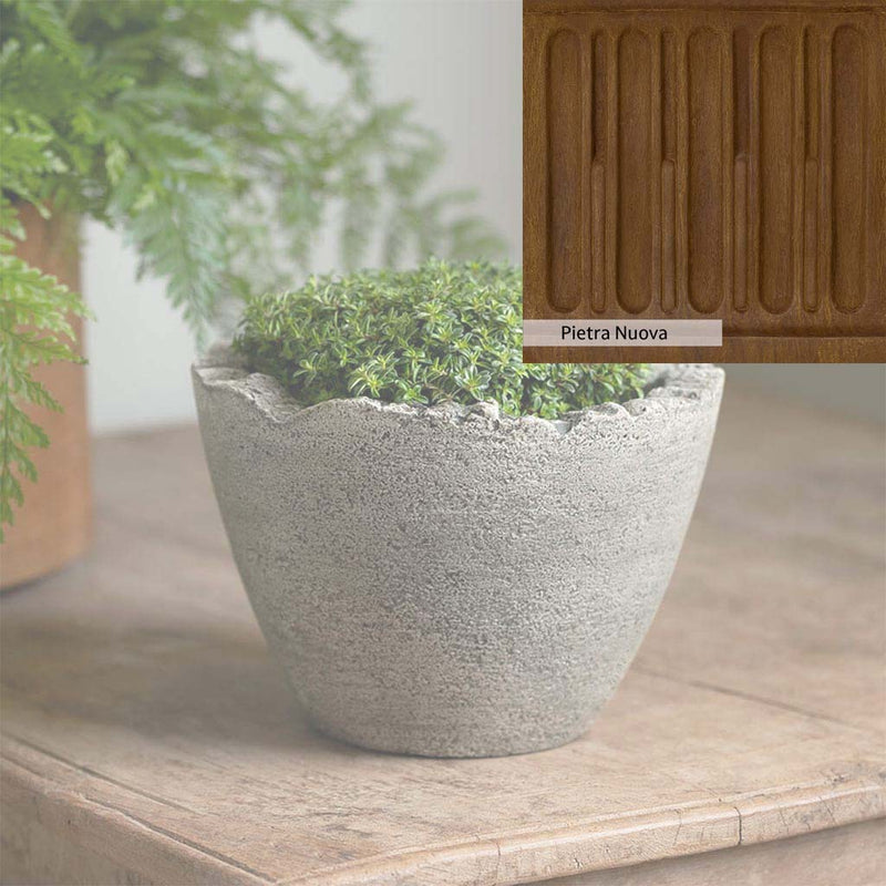 Pietra Nuova Patina for the Campania International Mini Broken Egg Planter, a rich brown blended with black and orange.