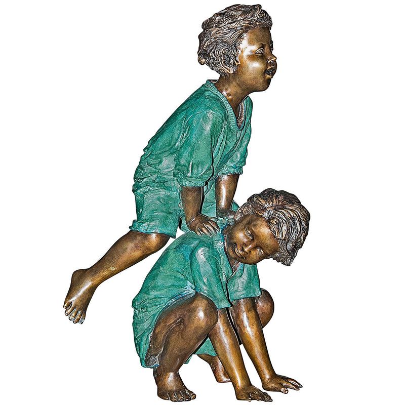 Leap Froggin Playing Boys Cast Bronze Garden Statue