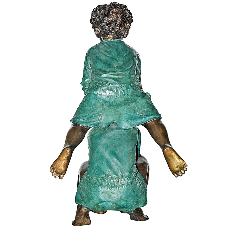 Leap Froggin Playing Boys Cast Bronze Garden Statue