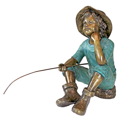 Fish Wish Fisherboy Cast Bronze Garden Statue by Design Toscano