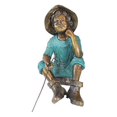 Fish Wish Fisherboy Cast Bronze Garden Statue by Design Toscano
