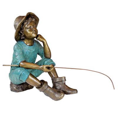 Fish Wish Fisherboy Cast Bronze Garden Statue by Design Toscano