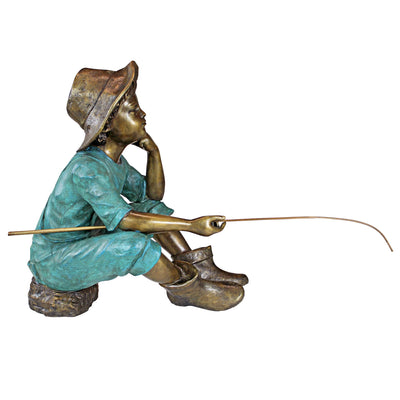 Fish Wish Fisherboy Cast Bronze Garden Statue by Design Toscano