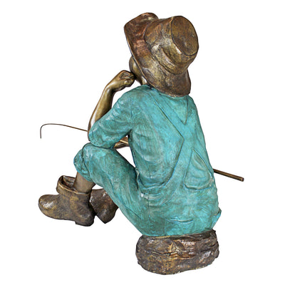 Fish Wish Fisherboy Cast Bronze Garden Statue by Design Toscano