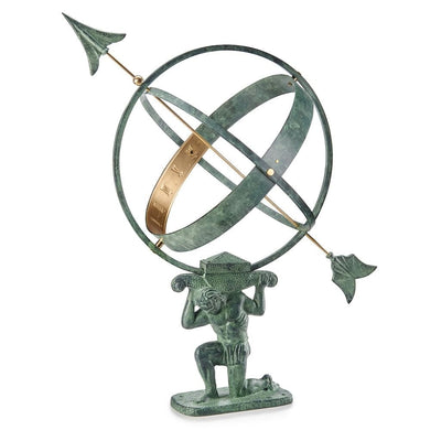 Good Directions 28 inch Verdigris Atlas Armillary Sundial with Brass Accents