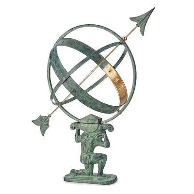 Good Directions 28 inch Verdigris Atlas Armillary Sundial with Brass Accents