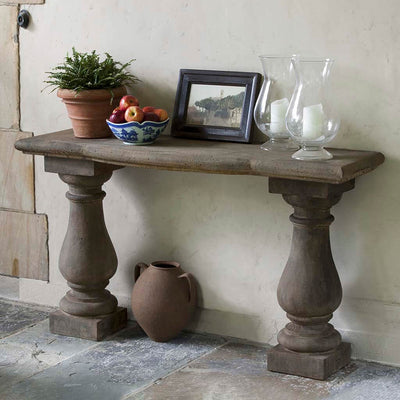Campania International Vicenza Console Table, a rich brown blended with black and orange.