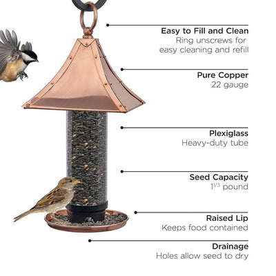 Good Directions Palazzo Bird Feeder in Polished Copper