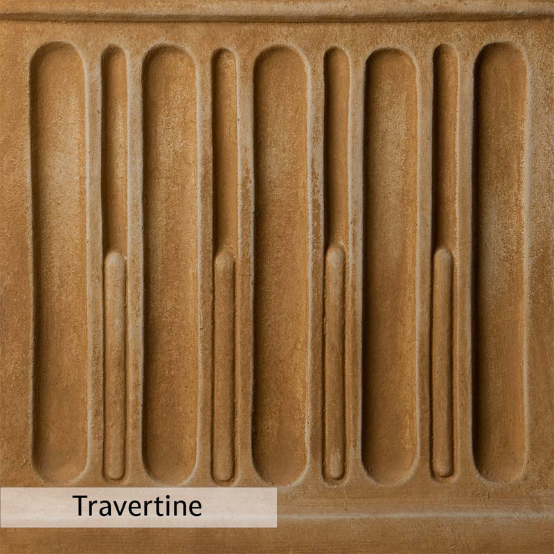 Travertine Patina for the Campania International Ribbed Terrace Urn, soft yellows, oranges, and brown for an old-word garden.
