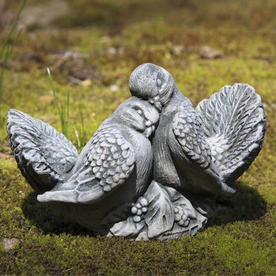 Campania International Dove Small Pair Garden Statue , set in the garden to add charm and character. The statue is shown in the Alpine Stone Patina.