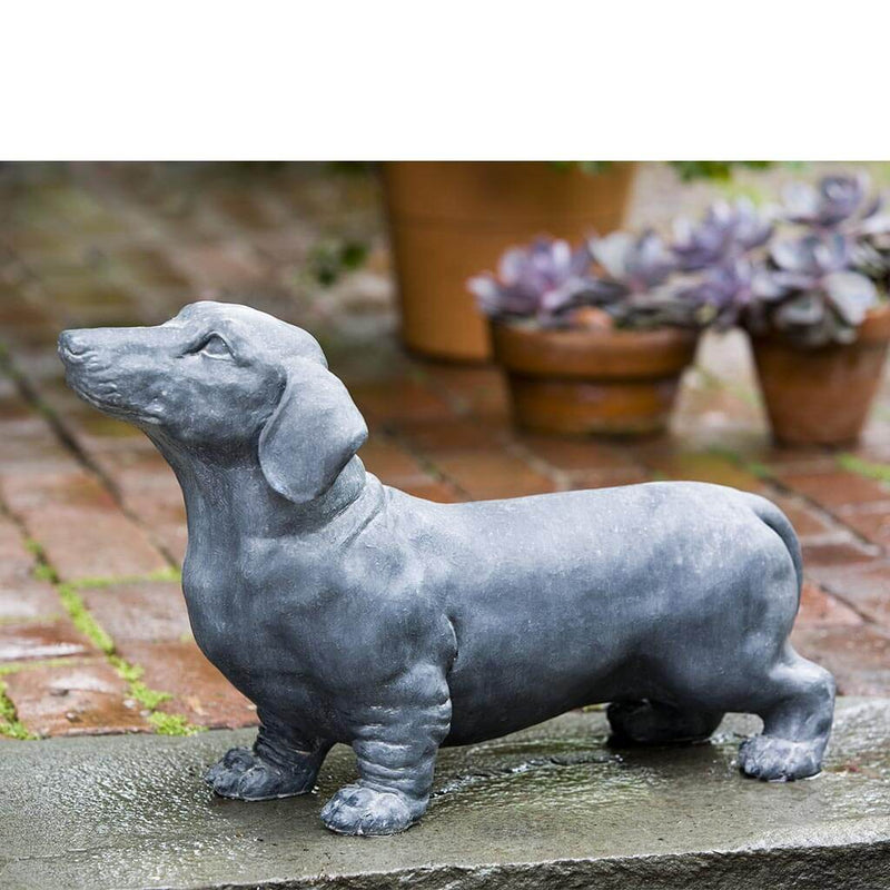 Campania International Fritz the Dog Statue is little in stature but big in personality, just like the dachshund breed. Shown in the dramatic Nero Nuovo Patina.