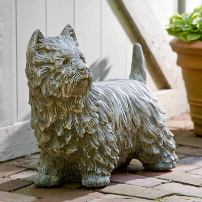 Campania International Westie the Dog Statue is looking for parents who can keep up with his off-the-charts outdoor energy. Shown in the Alpine Stone Patina.