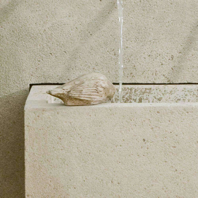 Campania International Solo Songbird Statue stained in the Verde patina, the ideal color for this garden statue.