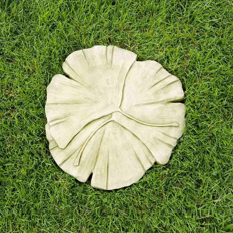 Campania International Ginkgo Stepping Stone stained in the English Moss patina, the ideal color for this garden statue.