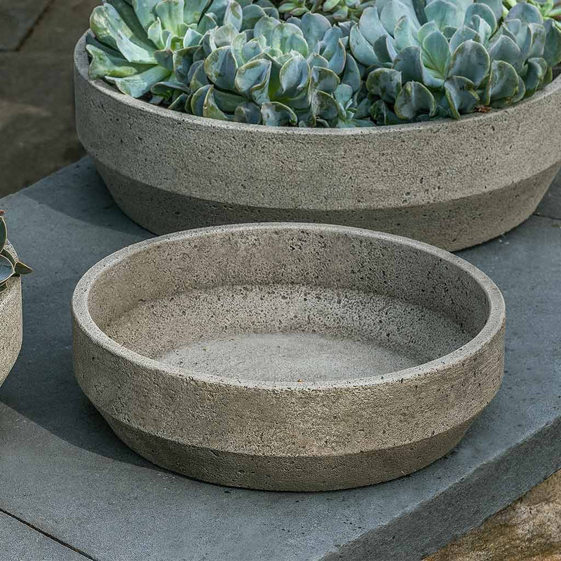Campania International Beveled Terrace Small BowlThe planter is made of cast stone by Campania International and stained in the Greystone Patina