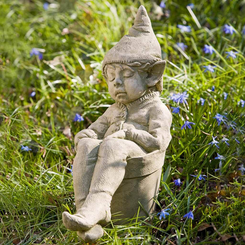 Campania International Joe Statue stained in the English Moss patina, the ideal color for this garden statue.