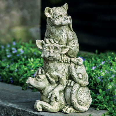Campania International On The Lookout Statue stained in the English Moss patina, the ideal color for this garden statue.