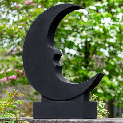 Campania International Luna Small Statue stained in the Nero Nuovo patina, the ideal color for this garden statue.