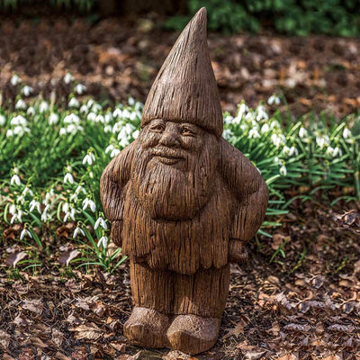 Campania International Ulrich Von Snootypants Statue stained in the Pietra Nuova patina, the ideal color for this garden statue.